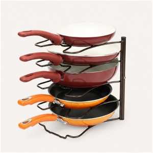 Metal Pan Organizer Rack for Kitchen 5-Tier <b>Pot</b> and Pan <b>Holder</b> Stand Space-Saving Rust-Resistant Cookware Storage Rack - Product Image 1