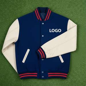 Blouson universel personnalisé avec logo du fabricant, blocs de couleur, lettres brodées, noir, hiver, fermeture à boutons, respirant, coupe ajustée, haute qualité - Product Image 1