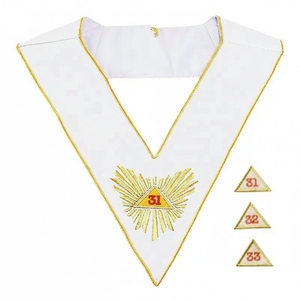 Collier 31 ° , 32 ° , 33 °   Collier brodé à la machine RAAA (Rite de Sion) - Rites écossais - Régalia Franc-maçonnerie - Degrees - REAA sautoir-310-320-330-degres-reaa - Product Image 1