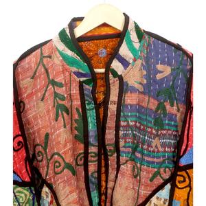 Best Selling Handmade Cotton Material Kantha <b>Jacket</b> with <b>mandarin</b> <b>collar</b> for Women Available at Wholesale Price From India - Product Image 2