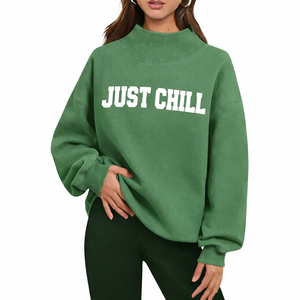 Sweat-shirt à col montant avec logo brodé, coupe oversize, en molleton de coton, pull chaud d'hiver, streetwear décontracté, design personnalisé - Product Image 1