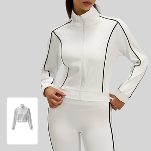 <b>Women</b> Yoga Shirts Skinny Fit Contrast Zip up Sports <b>Jacket</b> Spandex Front High Stretch Breathable Spring <b>Summer</b> Activewear - Product Image 6
