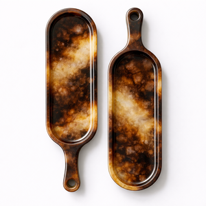 Plateau de service élégant en marbre avec poignée, design rectangulaire en résine de qualité supérieure, idéal pour la décoration de la maison et de la cuisine. - Product Image 4