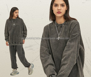 Ensemble de survêtement en molleton 100% coton 420 g/m², sweat-shirt à manches longues surdimensionné, tie-dye vintage, ensemble de sweat-shirt pour homme, logo personnalisé - Product Image 3