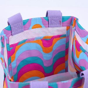 Bolsa de Mano de Poliéster/Algodón Estampada en Colores Azul Lavanda y Verde Oliva, Lavable, Resistente al Agua, Reutilizable, para Compras - Product Image 6