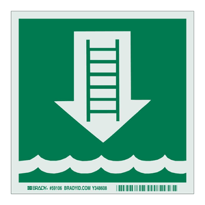 Señal de Seguridad Marina BradyGlo, Flecha Descendente y Escalera sobre Agua, Tablero de Tráfico Impreso con UV - Product Image 3