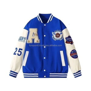 Chaqueta de lana OEM con logotipo bordado personalizado manga de cuero Letterman Varsity chaqueta de béisbol para hombre - Product Image 6
