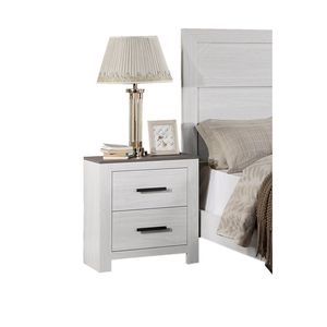 <b>White</b> 1pc Bedroom Furniture Paper Veneer Nightstand with 2 Drawers <b>Bedside</b> Table - Product Image 3
