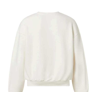 Sudadera de Cuello Redondo, Corte Regular, Color Sólido, Informal, Tejida, 100% Algodón, para Otoño, Unisex, Blanca - Product Image 6