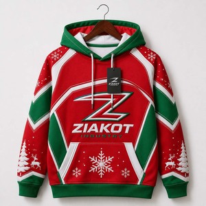 Wholesale Direct Pakistan Ziakot Industry Custom Stitched <b>Red</b> Black-Old Gold 3D Pattern Design Sports Pullover <b>Sweatshirt</b> Hoodie - Product Image 3