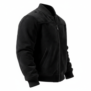 Wholesale High Quality Men's Zipper-Up Bomber <b>Jacket</b> with Custom Design Stand <b>Collar</b> Canvas Fabric for Winter - Product Image 5