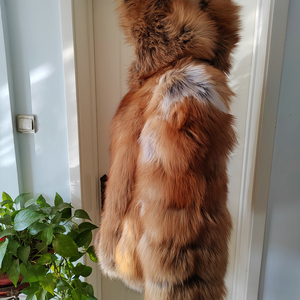 Real fox Fur <b>Long</b> Style Hooded Fur Coat <b>Men's</b> Coat - Product Image 4