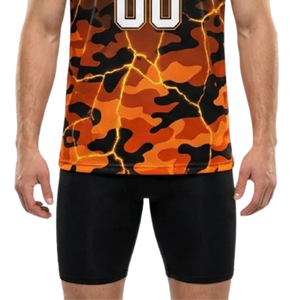 Maillot de basket imprimé camouflage craquelé pour homme, col en V, sans manches, et short ajusté uni avec nom d'équipe et numéros de joueur - Product Image 6