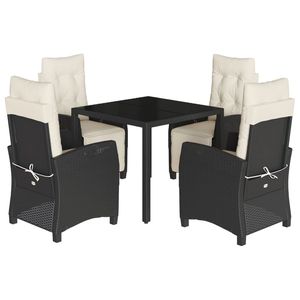 Juego de Comedor para Jardín en Negro y Blanco Crema - Product Image 2