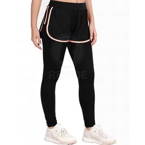 Leggings de yoga 2-en-1 en polyester et coton tricoté, respirants, taille mi-haute, design personnalisé, style unique et couleurs et tailles sur mesure - Product Image 4