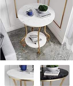 Mesa Auxiliar Redonda Multifuncional de Hierro y Metal para Sala de Estar, Dormitorio y Balcón - Product Image 3