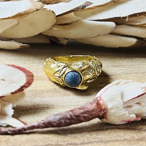 Bague en laiton bleu corail, design vintage, texture texturée, plaquée or 18 carats, style bohème, bijoux ethniques, bague tribale pour femme, vente en gros - Product Image 3
