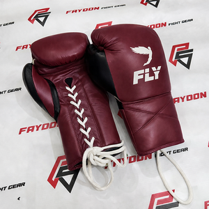 Gants de boxe professionnels en cuir bordeaux personnalisés OEM, neufs, avec évacuation de l'humidité et fermeture auto-agrippante - Gants d'entraînement de combat - Product Image 1