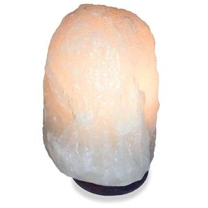 Lámpara de Sal del Himalaya Blanca con Base de Madera, Cristal Natural, Luz Nocturna Decorativa - Product Image 2