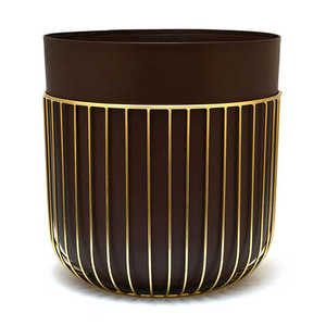 Golden Modern Style Decorative <b>Vase</b> with Black Pot With <b>Stand</b> Perfect for Elegant Home Decor Living Room Planter Interior Accent - Product Image 4