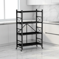 Étagère de rangement de cuisine moderne en acier réglable et personnalisable avec 4 niveaux et poulie pour entrepôt