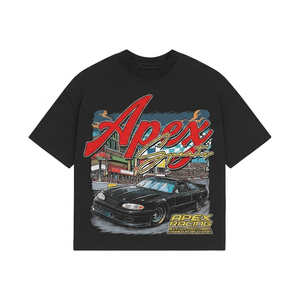 Oversize T Shirt Cotton Black Graphic Chrome Screen Print Custom Logo Streetwear 100% cotton T-shirt for men loose fit printed - Product Image 3