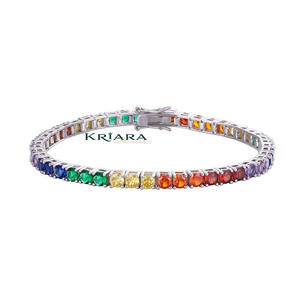 Bracelet tennis classique pour femme en argent 925 avec moissanite arc-en-ciel, serti en canal, taille ronde, le plus vendu, pour usage quotidien, en promotion - Product Image 1