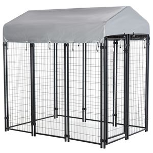 Recinto per Cani di Grandi Dimensioni 6FT X 4FT X 6FT, Gabbia Robusta da Esterno con Tetto in Tessuto Oxford Resistente ai Raggi UV, Chiusura Sicura, Nero - Product Image 1