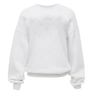 Oversized Crew Neck Pullover Sweatshirt Solid Color Knitted Cotton Casual Autumn Wear Unisex Crop Length 2027 - Product Image 1