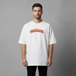 Nouveaux T-shirts pour hommes tendance et surdimensionnés, écologiques, style hip-hop, logo imprimé DTF personnalisé, col rond, manches courtes, 100% coton, uni, 180g - Product Image 4