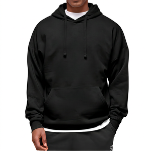Sweat-shirts blancs surdimensionnés 100 % coton pour homme, style streetwear décontracté et respirant, avec poche, motif uni, pour l'hiver - Product Image 4