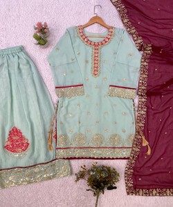 ชุดคุर्ติ ชาราร่า สีรามา สไตล์ลำลอง ลายพิมพ์บล็อกแบบดั้งเดิม แต่งกระดุม เหมาะสำหรับสวมใส่สบายทุกวัน LEMBOGEE- LG-2133 - Product Image 4