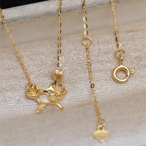 Collar de Plata S925 con Cadena de Perlas de 7-8 mm, Accesorio para DIY, Collar de Rosa con Colgante Vacío y Cadena JG5410, Collar con Colgante de Moda - Product Image 3