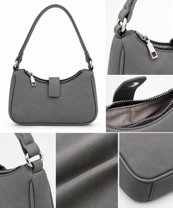 Bolso de Hombro Gris Moderno en Forma de Media Luna, de Cuero PU, con Correa Única y Cierre de Cremallera, para Mujer, Uso Diario - Product Image 5
