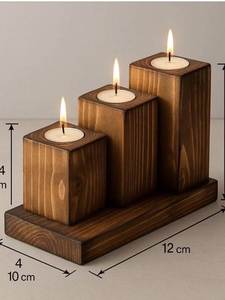 Candelabro de Madera con Aspecto Envejecido, Portavelas de Madera con Globo de Vidrio, Decoración Redonda para el Hogar, Portavelas Tipo Linterna - Product Image 6