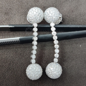 Boule exquise suspendue 6.50Ct boucles d'oreilles en diamant de laboratoire rond en 10K 14K 18K or massif boucles d'oreilles en diamant étincelant cadeau pour elle - Product Image 4