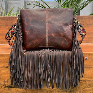 Personalización de gran capacidad para mujer, bolso de hombro tipo bandolera con flecos de piel de vaca, diseño de lujo, bolso con cremallera Floral - Product Image 5