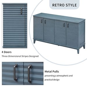 Large Storage Buffet with 4 Doors and Adjustable <b>Shelves</b> Sideboard for <b>Kitchen</b> Living Room Dining Room with Metal Handles - Product Image 6