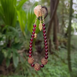 Maroon Agate Necklace with Kemp Pendant-Trendy Beaded Chain Jewelry - Product Image 2