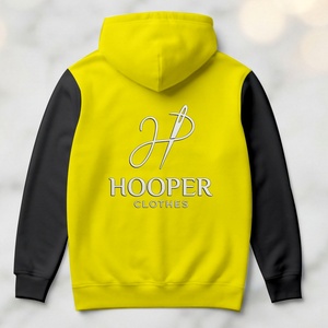 เสื้อฮู้ดผู้ชาย Hooper สีเหลืองดำ ผ้าฝ้ายเฟรนช์เทอร์รี่บุซับใน ระบายอากาศได้ดี แห้งเร็ว โลโก้ที่แขนซ้าย เหมาะสำหรับใส่ในฤดูหนาว - Product Image 3