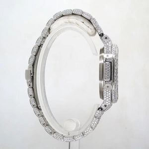 Reloj de Diamantes de 28 mm con Correa de Moissanita Plateada, Esfera de Cristal de Zafiro, Movimiento Analógico de Cuarzo ETA, Reloj de Lujo para Hombre, Resistente al Agua 10 m - Product Image 4