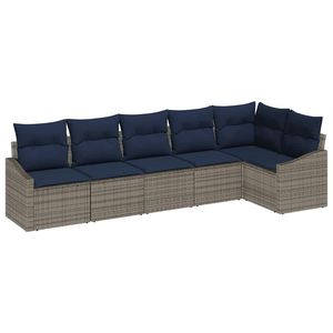 Conjunto de Sofá de Jardín de 6 Piezas en Poliratán Gris con Cojines, Elegante Colección de Muebles para Exteriores - Product Image 2