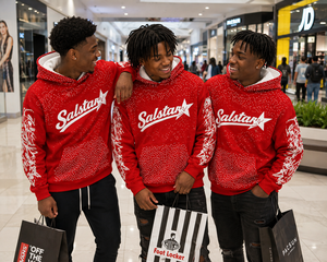 Custom <b>Red</b> Rhinestone Pullover Hoodie with Graphic Sleeves, Oversized Streetwear <b>Sweatshirt</b>, Premium Custom Logo Hoodie for <b>Men</b> - Product Image 5