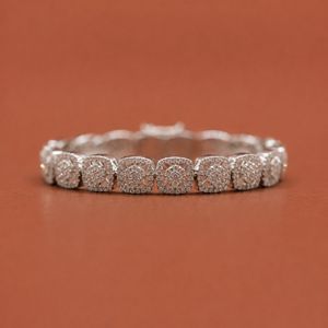 Bracelet de luxe en argent 925 avec moissanite, pavé serti, forme géométrique, pour femme, bijoux de mariage, plaqué rhodium - Product Image 1