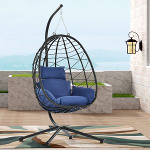 Per interni/esterni uovo sedia Stand Swing Patio in vimini appeso cesto sedia amaca per soggiorno camera da letto con balcone sedia a dondolo per - Product Image 2