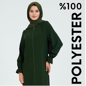 New Modest Fashion Abaya Elegant Modern Islamic Dress Latest Model Blank Green Zipper Open Dubai Abayas Women Breathable - Product Image 4