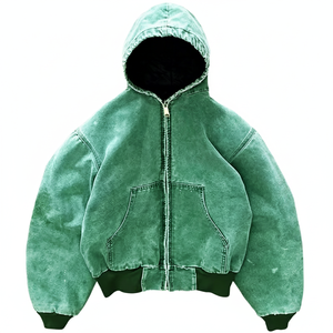 Nueva Llegada, Mejor Precio, Sudadera con Capucha Corta, Holgada, con Cierre, de Felpa, Lavada al Ácido, Ecológica, para Hombre y Mujer - Product Image 3