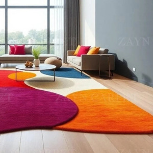 Alfombra Decorativa de Lujo, Hecha a Mano, de Lana, Multicolor, Abstracta, para Interiores y Exteriores, Decoración del Hogar, Alfombra Moderna con Patrón Abstracto - Product Image 2
