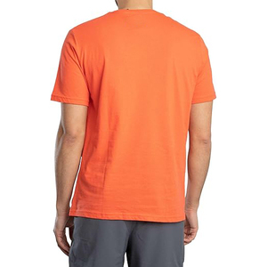 Camiseta de Manga Corta para Hombre, Cuello Redondo, Corte Regular, Color Naranja Sólido, Algodón Jersey, Informal, Tejido Liso Teñido - Product Image 5