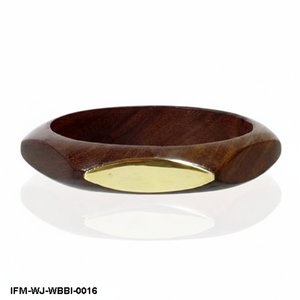 กำไลข้อมือไม้ธรรมชาติทำมือ ประดับทองเหลืองขัดเงา สไตล์โบฮีเมียน ลายเรขาคณิต สำหรับผู้หญิง - Product Image 4